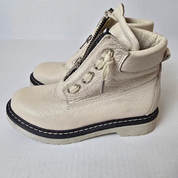 Prune Biker Boots White Leather Size 8 - Picture 4 of 7